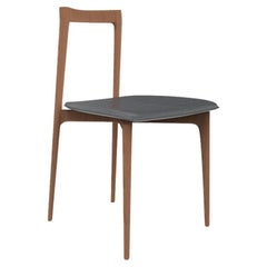 Moderner grauer Stuhl Linea 645 aus Leder und Holz von Collector Studio