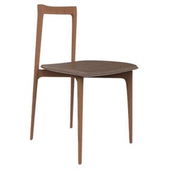 Chaise grise contemporaine moderne en cuir Linea 646 et Wood Studio Collector