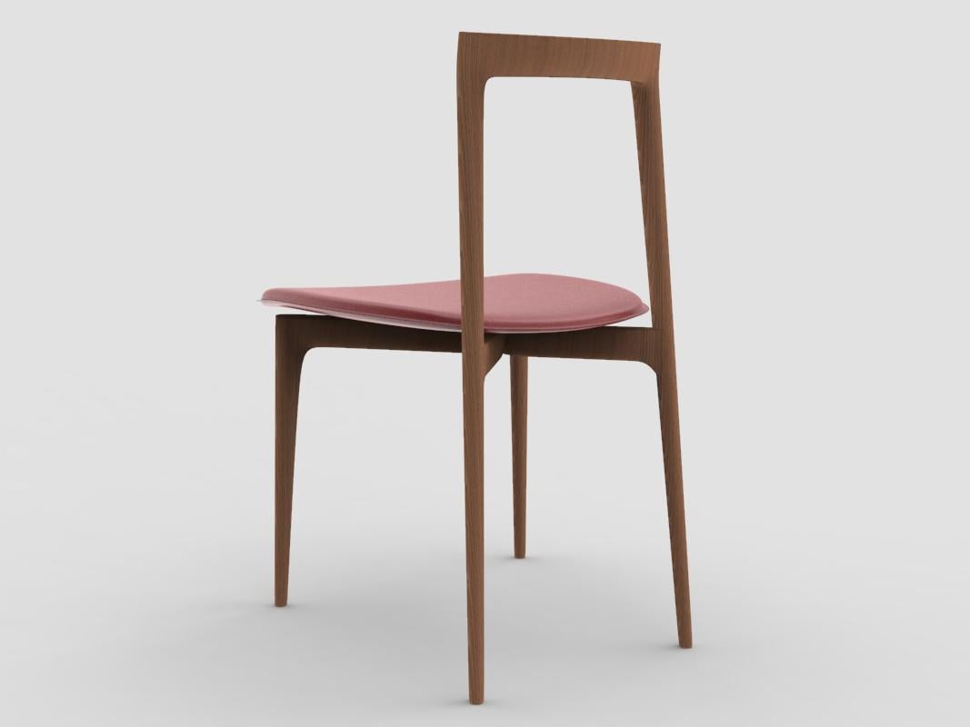 Moderner grauer Stuhl Linea 657 aus Leder und Holz von Collector Studio (Portugiesisch) im Angebot