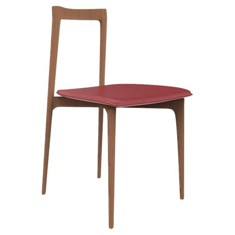 Moderner grauer Stuhl Linea 657 aus Leder und Holz von Collector Studio im Angebot