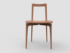 Contemporary Modern Grey Chair in Linea 662 Leather & Wood by Collector Studio