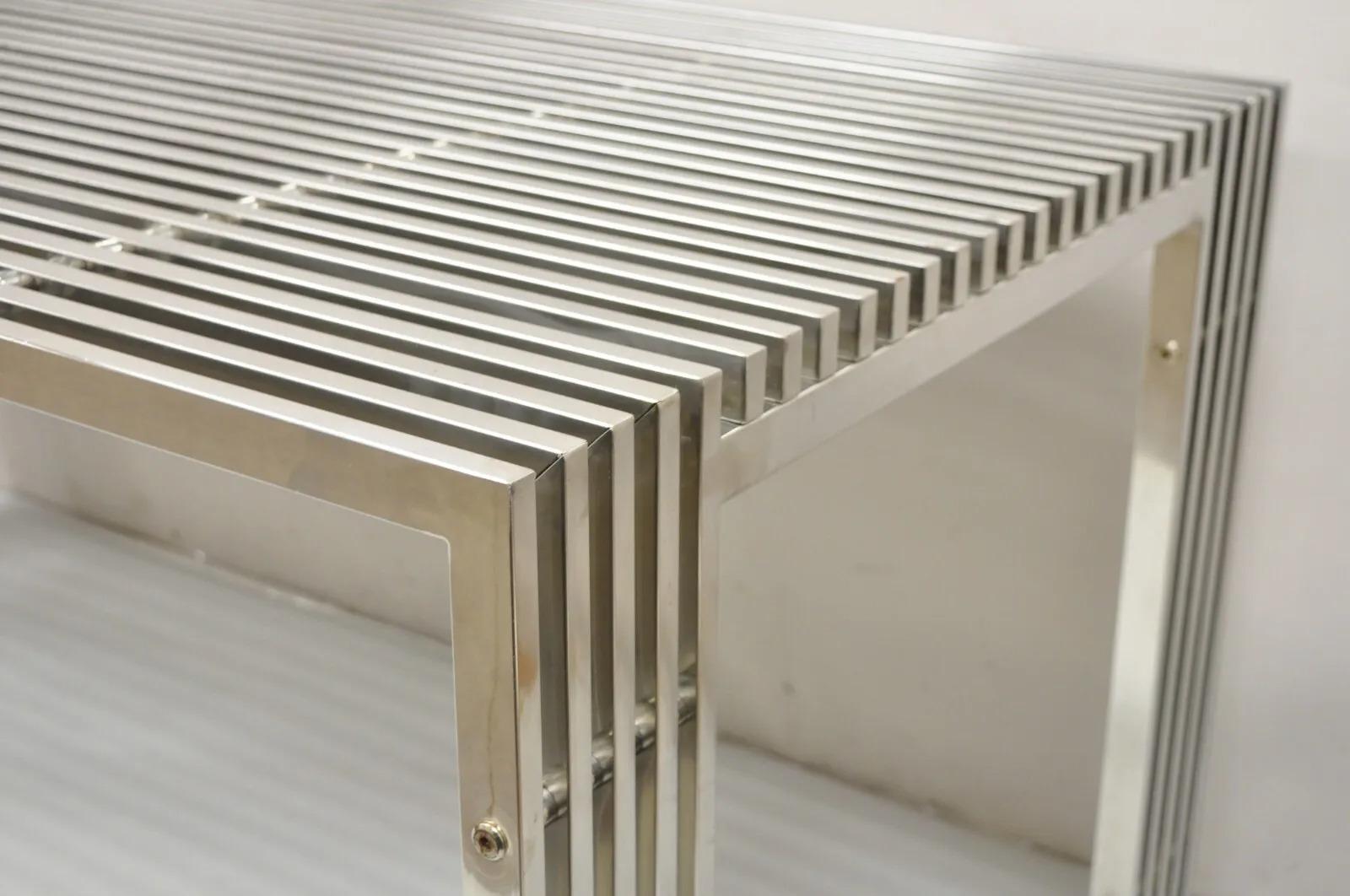 Contemporary Modern Gridiron Edelstahl Metall Post-Modern Dining Table Desk im Angebot 7