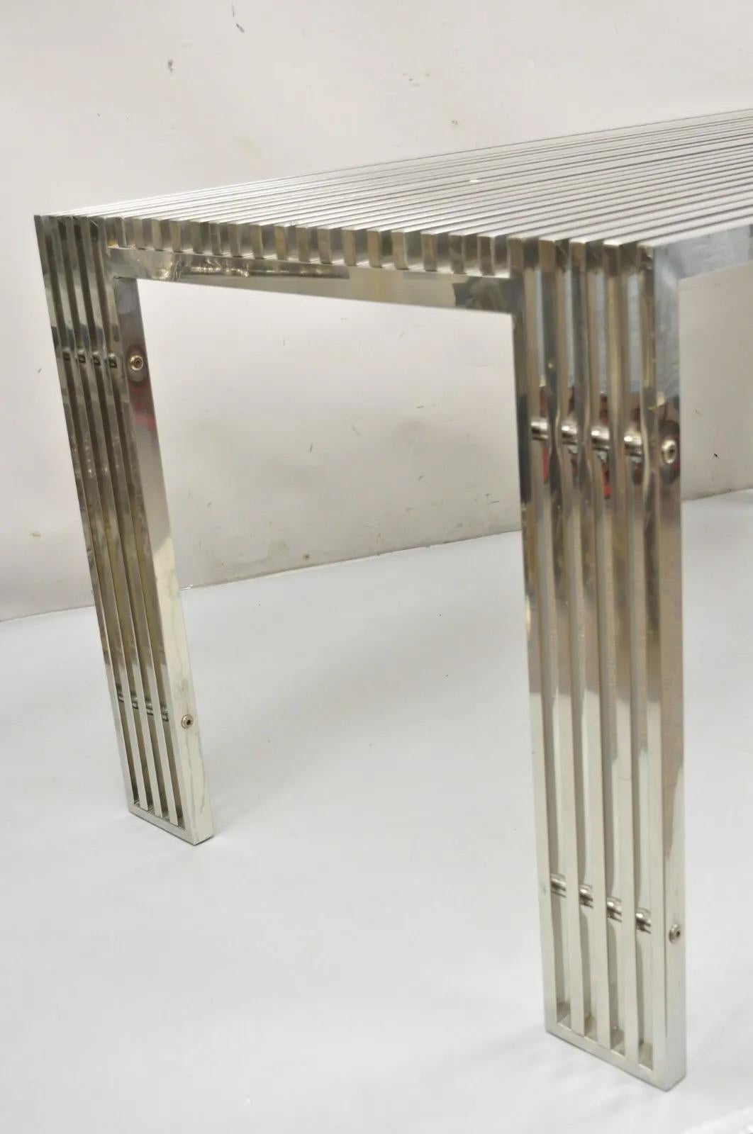 Contemporary Modern Gridiron Edelstahl Metall Post-Modern Dining Table Desk im Angebot 4