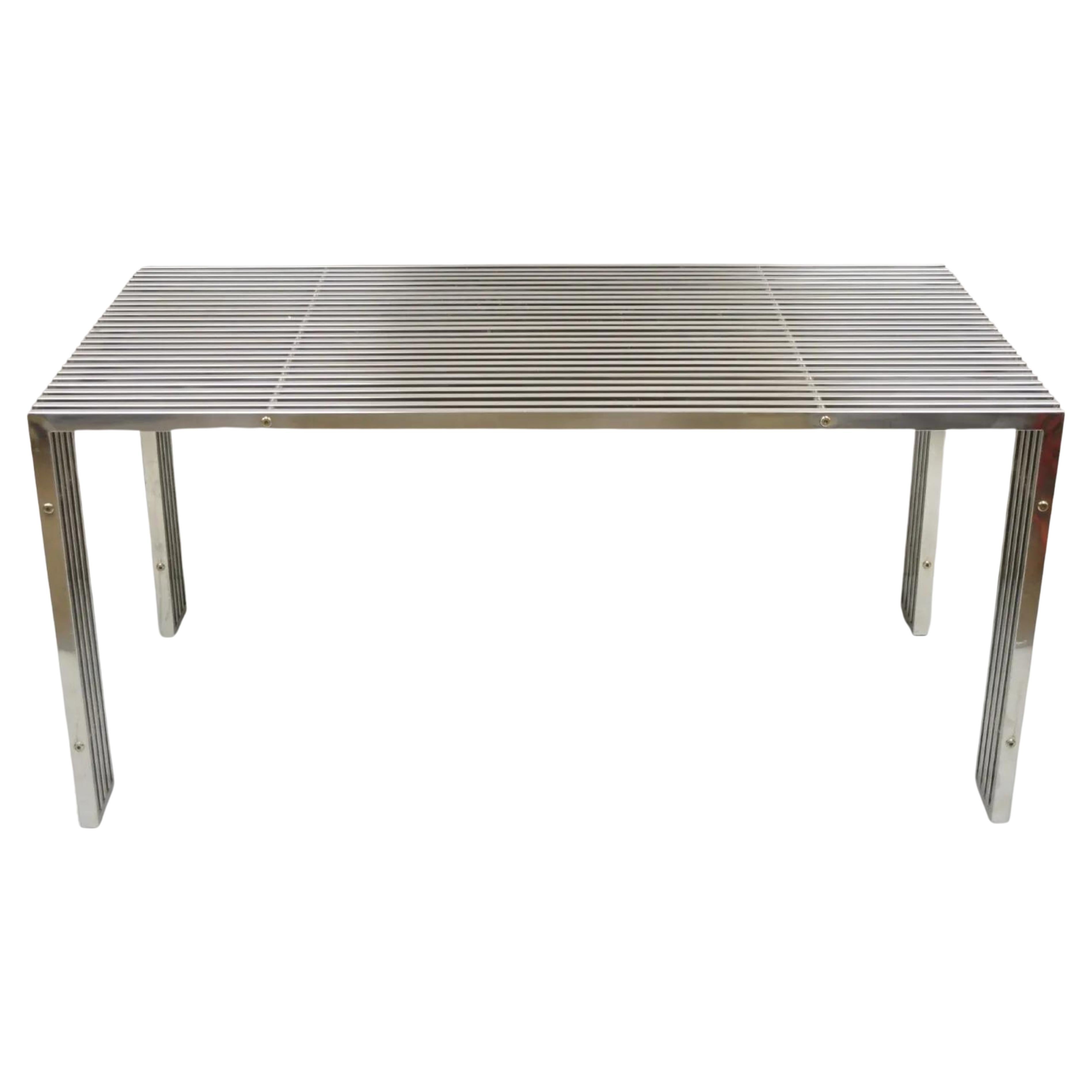 Contemporary Modern Gridiron Stainless Steel Metal Post-Modern Dining Table Desk