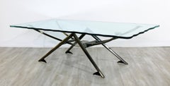 Contemporary Modern Gunmetal Chipped Edge Glass Coffee Table Memphis Style 1980s