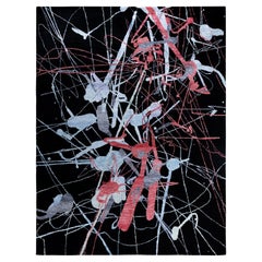 Contemporary Modern Hand Knotted Abstract Silk Black Area Rug 9' 2" x 12' 2"