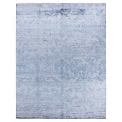 Contemporary Modern Hand Knotted Abstract Silk Gray Area Rug 7' 10" x 9' 9"