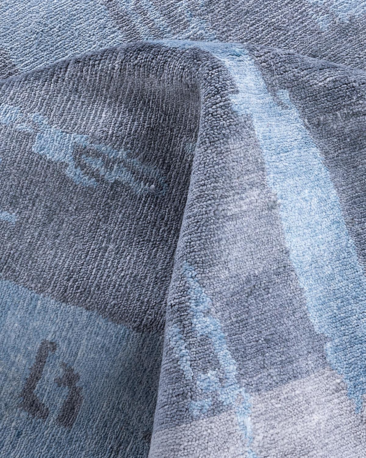 Seta Tappeto moderno e contemporaneo in seta astratta annodata a mano di colore grigio 8' 0