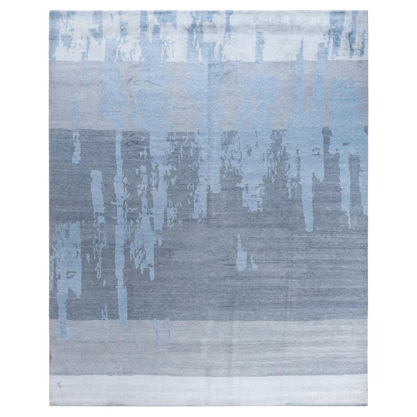 Tappeto moderno e contemporaneo in seta astratta annodata a mano di colore grigio 8' 0" x 10' 0" in vendita