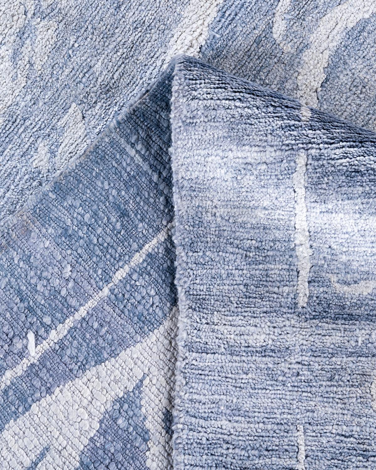 Contemporary Modern Hand Knotted Abstract Silk Gray Area Rug 8' 1
