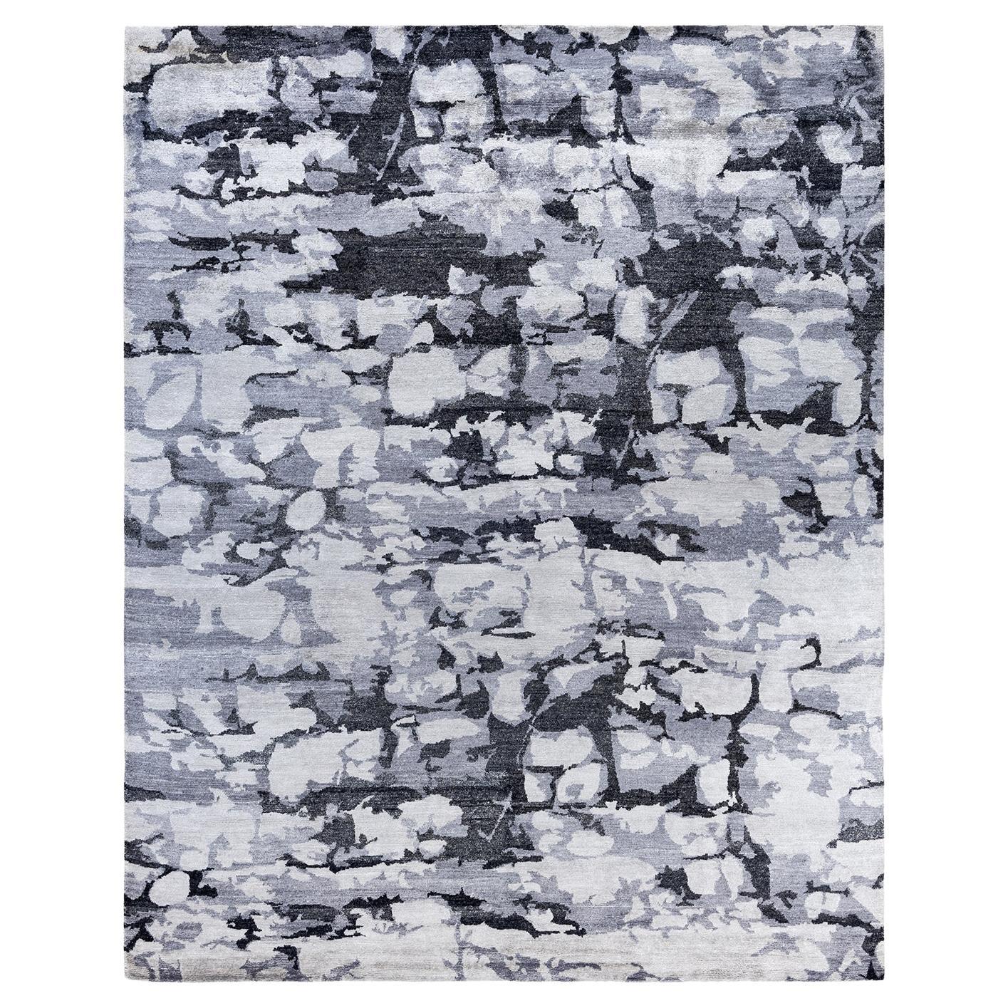 Tappeto moderno e contemporaneo in seta astratta annodata a mano di colore grigio 8' 1" x 10' 1" in vendita
