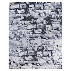 Contemporary Modern Hand Knotted Abstract Silk Gray Area Rug 8' 1" x 10' 1"
