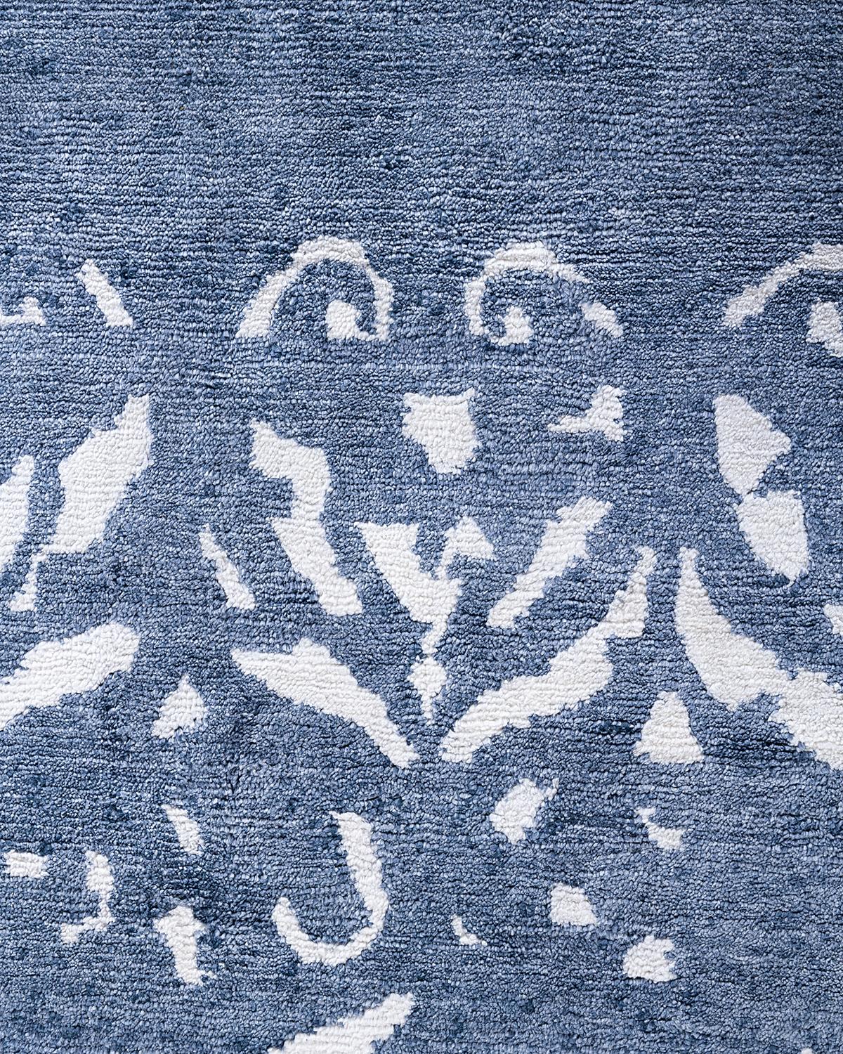 Contemporary Modern Hand Knotted Abstract Silk Gray Area Rug 8' 1