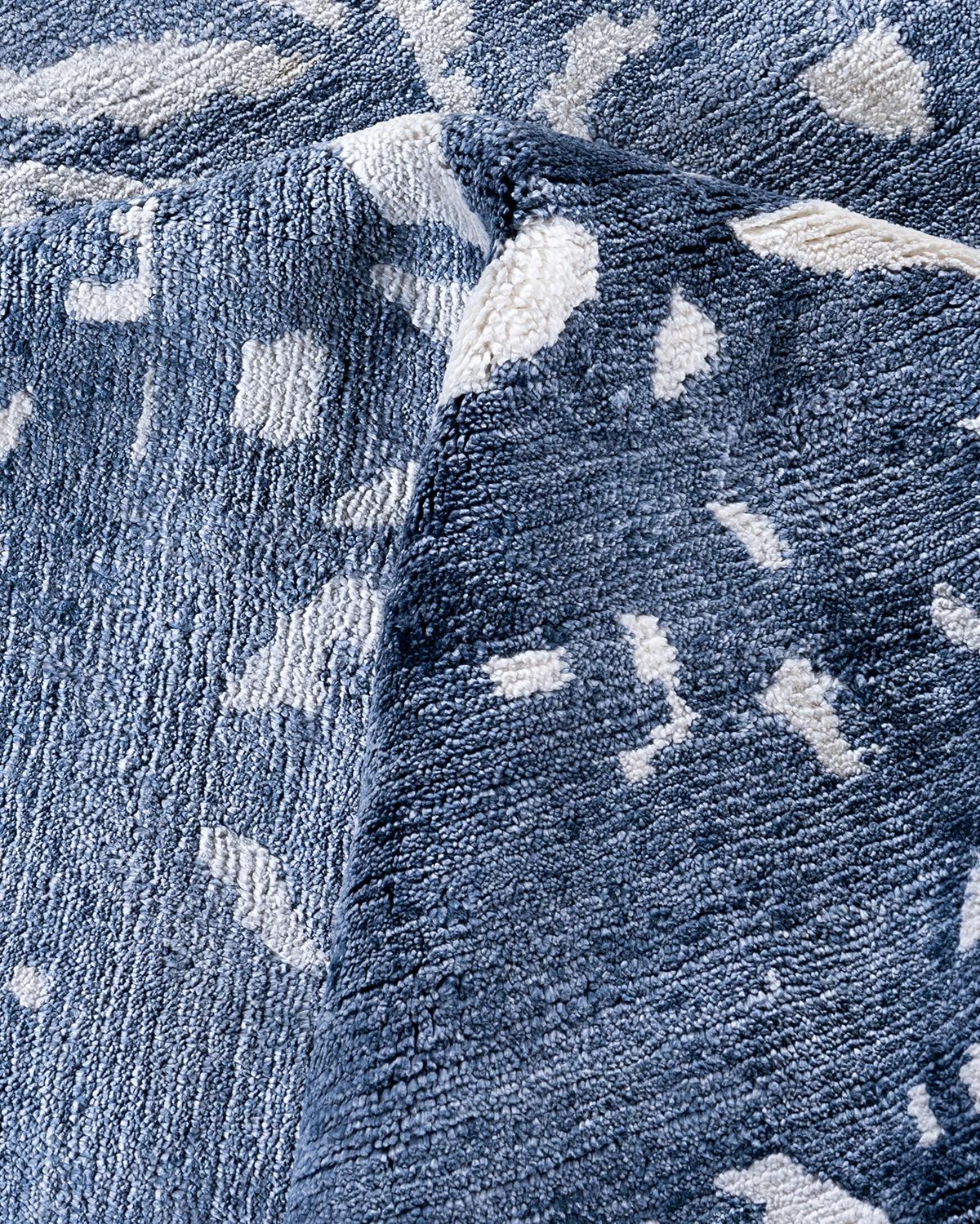Contemporary Modern Hand Knotted Abstract Silk Gray Area Rug 8' 1