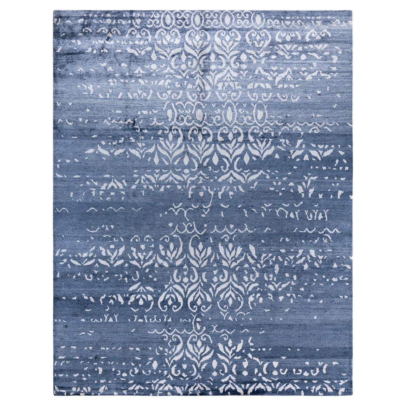 Contemporary Modern Hand Knotted Abstract Silk Gray Area Rug 8' 1" x 10' 3"
