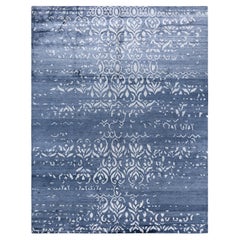 Contemporary Modern Hand Knotted Abstract Silk Gray Area Rug 8' 1" x 10' 3" (Tapis de sol gris noué à la main)