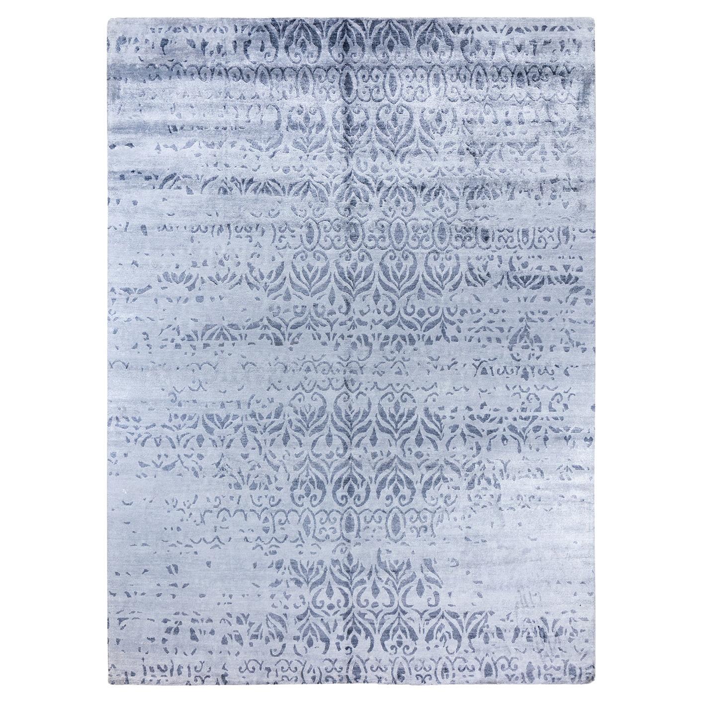 Tappeto moderno e contemporaneo in seta astratta annodata a mano di colore grigio 8' 10" x 12' 0"