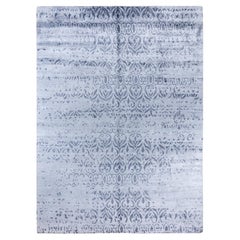 Tappeto moderno e contemporaneo in seta astratta annodata a mano di colore grigio 8' 10" x 12' 0"
