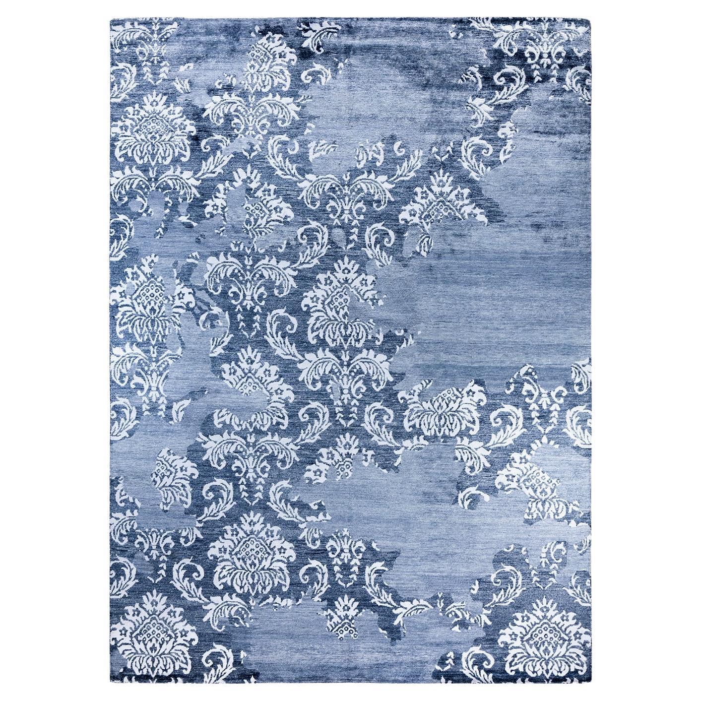Tappeto moderno e contemporaneo in seta astratta annodata a mano di colore grigio 8' 10" x 12' 1".
