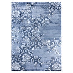 Tappeto moderno e contemporaneo in seta astratta annodata a mano di colore grigio 8' 10" x 12' 1".