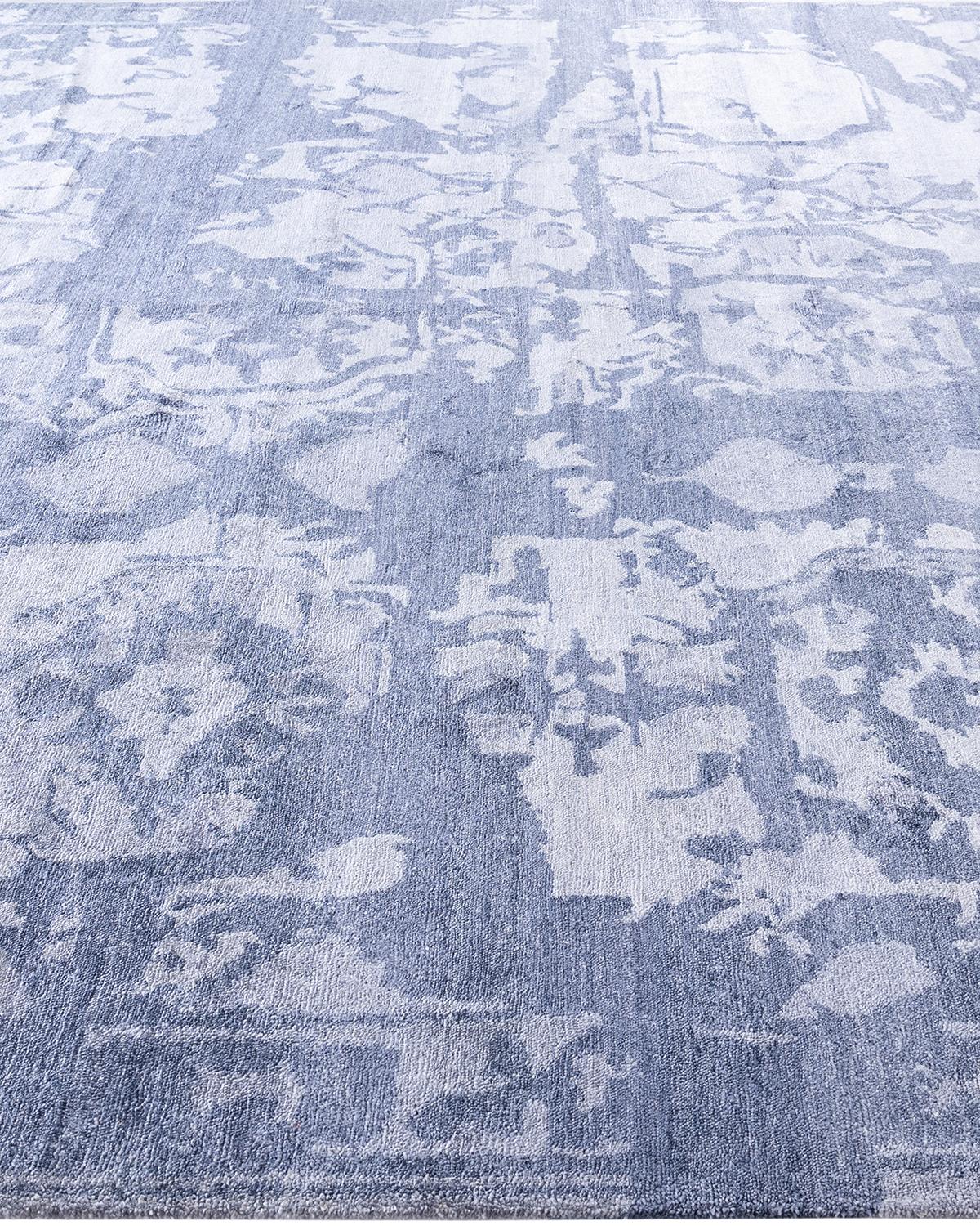 Annodato a mano Tappeto moderno e contemporaneo in seta astratta annodata a mano di colore grigio 8' 2