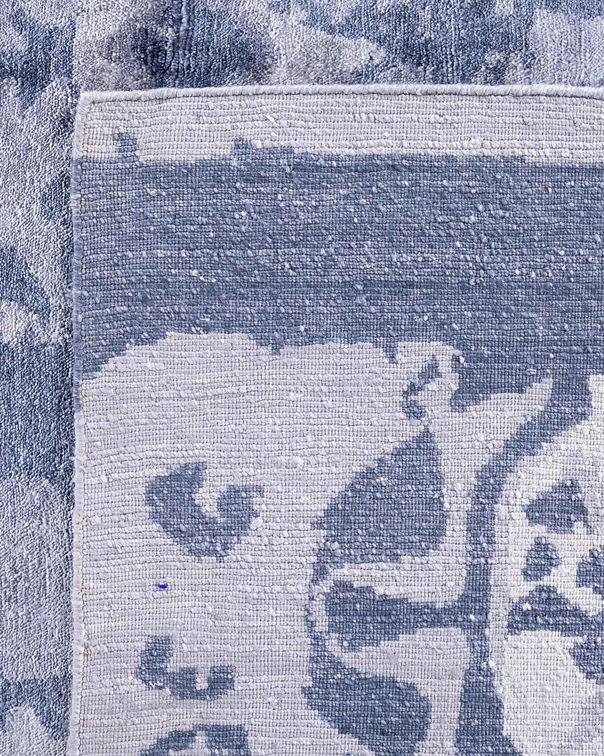 Tappeto moderno e contemporaneo in seta astratta annodata a mano di colore grigio 8' 2