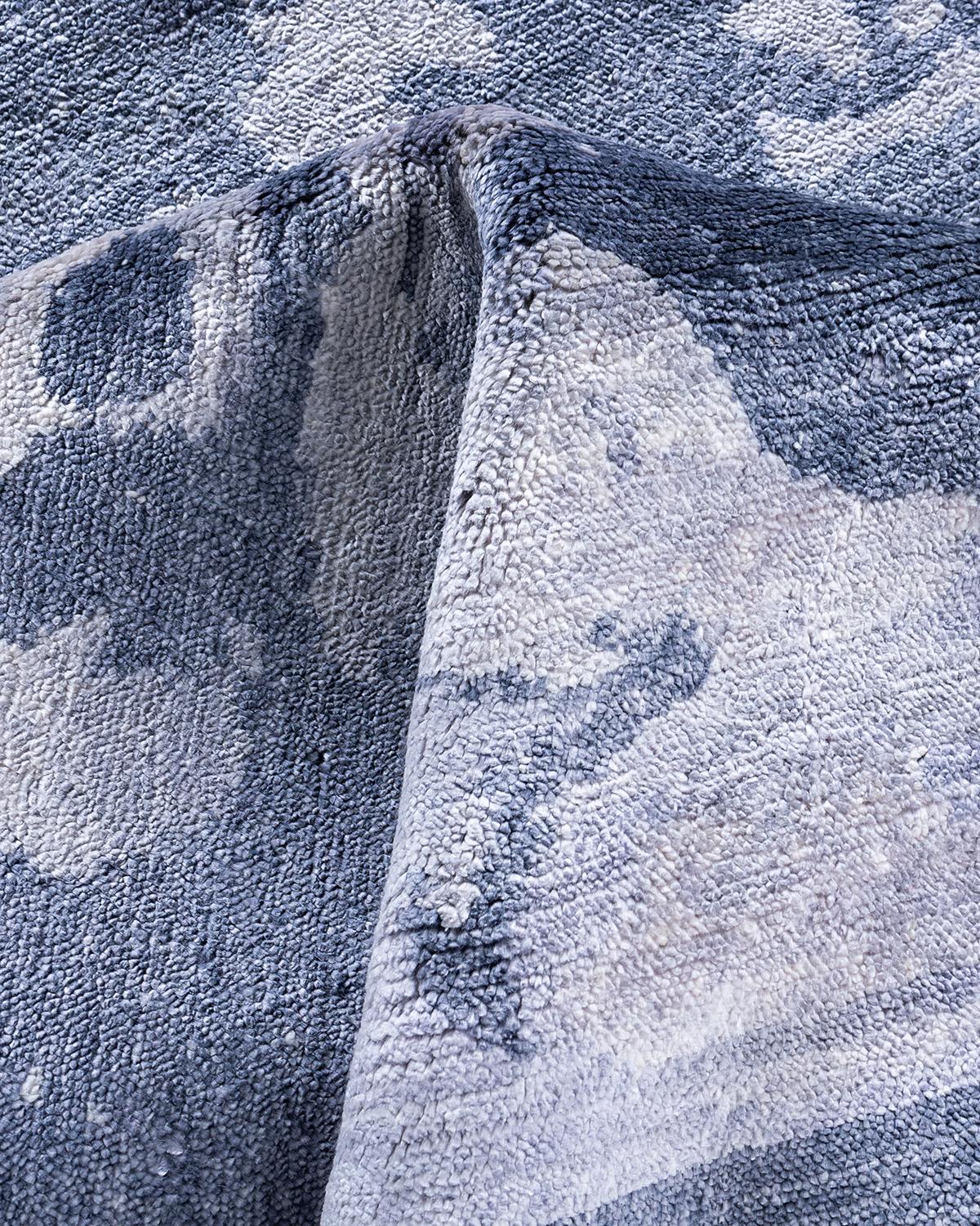 Seta Tappeto moderno e contemporaneo in seta astratta annodata a mano di colore grigio 8' 2