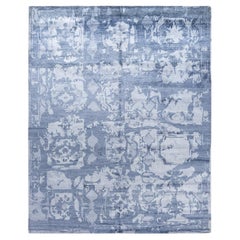 Contemporary Modern Hand Knotted Abstract Silk Gray Area Rug 8' 2" x 10' 1"