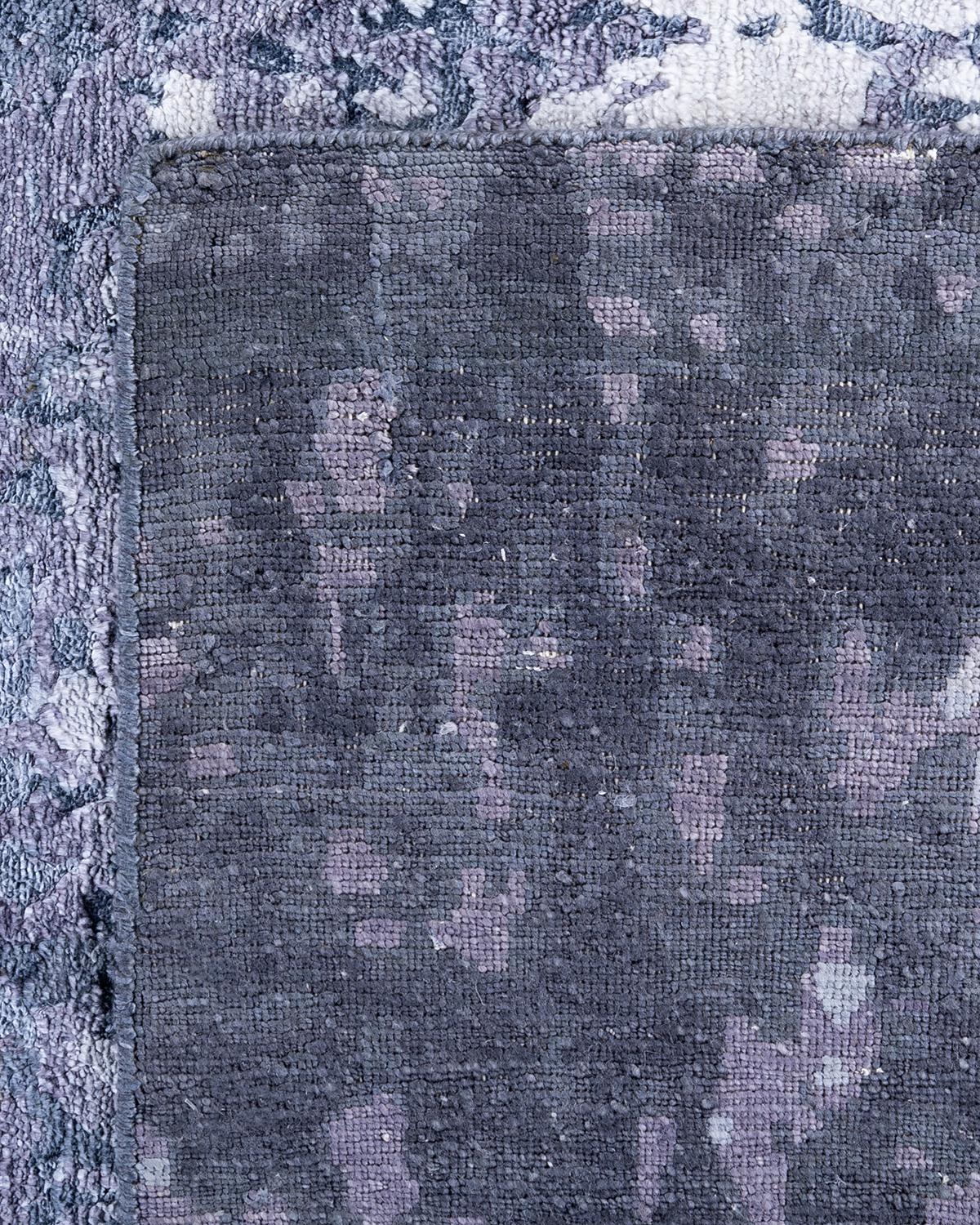 Tappeto moderno e contemporaneo in seta astratta annodata a mano di colore grigio 8' 2