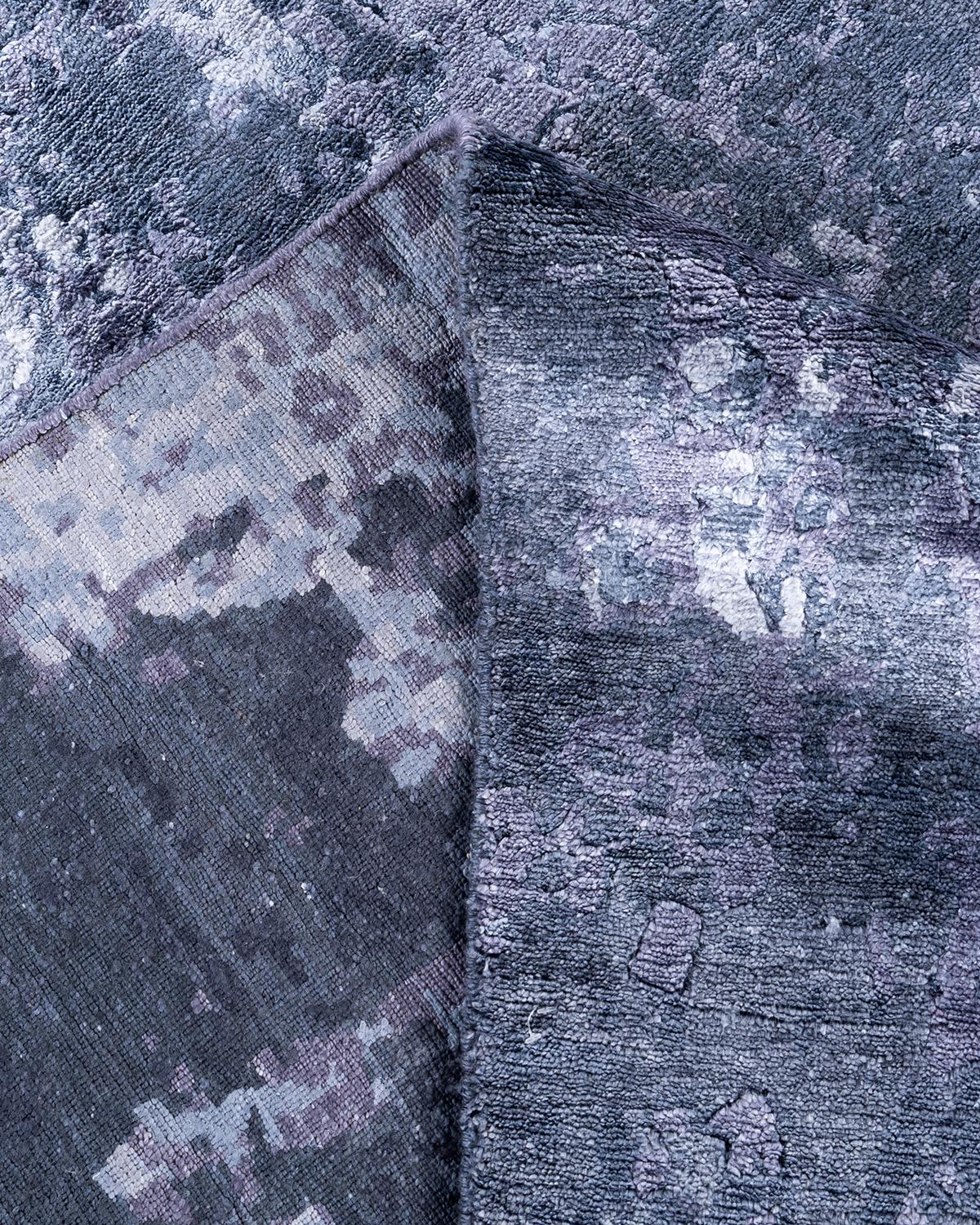 XXI secolo e contemporaneo Tappeto moderno e contemporaneo in seta astratta annodata a mano di colore grigio 8' 2