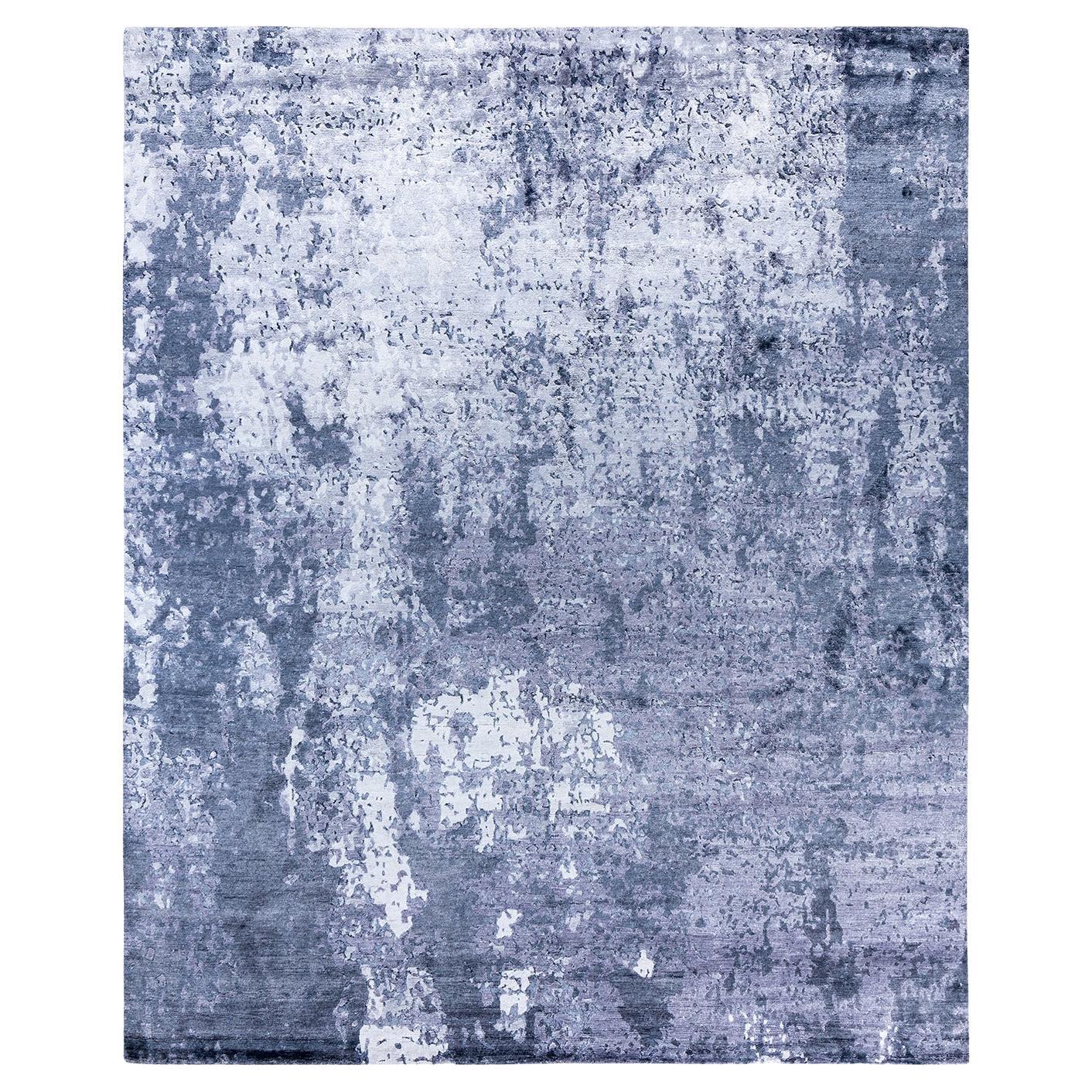 Contemporary Modern Hand Knotted Abstract Silk Gray Area Rug 8' 2" x 9' 10"