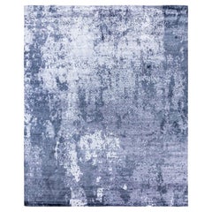 Contemporary Modern Hand Knotted Abstract Silk Gray Area Rug 8' 2" x 9' 10" (Tapis de sol gris noué à la main)