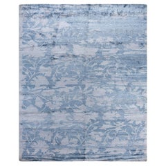 Contemporary Modern Hand Knotted Abstract Silk Gray Area Rug 8' 2" x 9' 10" (Tapis de sol gris noué à la main)
