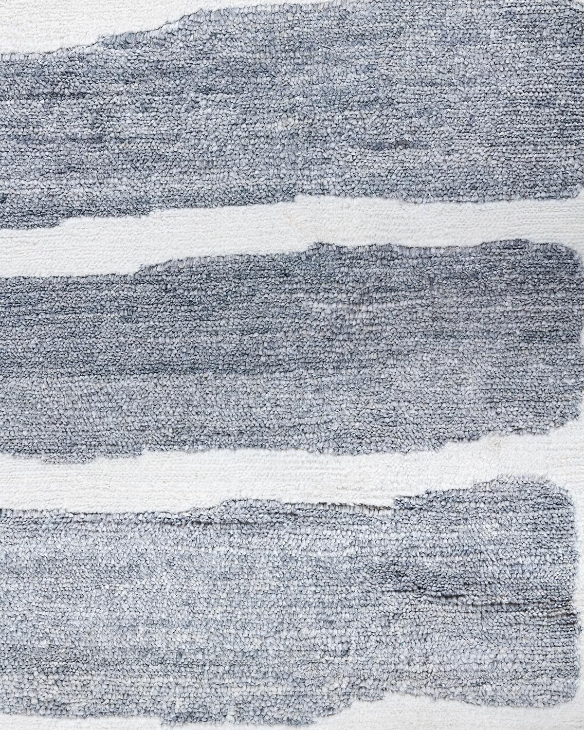 Indiano Contemporary Modern Hand Knoted Abstract Silk Gray Area Rugs 9' 0