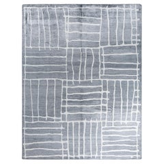 Contemporary Modern Hand Knotted Abstract Silk Gray Area Rug 9' 0" x 11' 10"