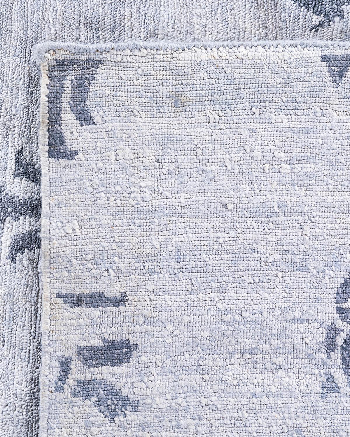 Contemporary Modern Hand Knoted Abstract Silk Gray Area Rugs 9' 0
