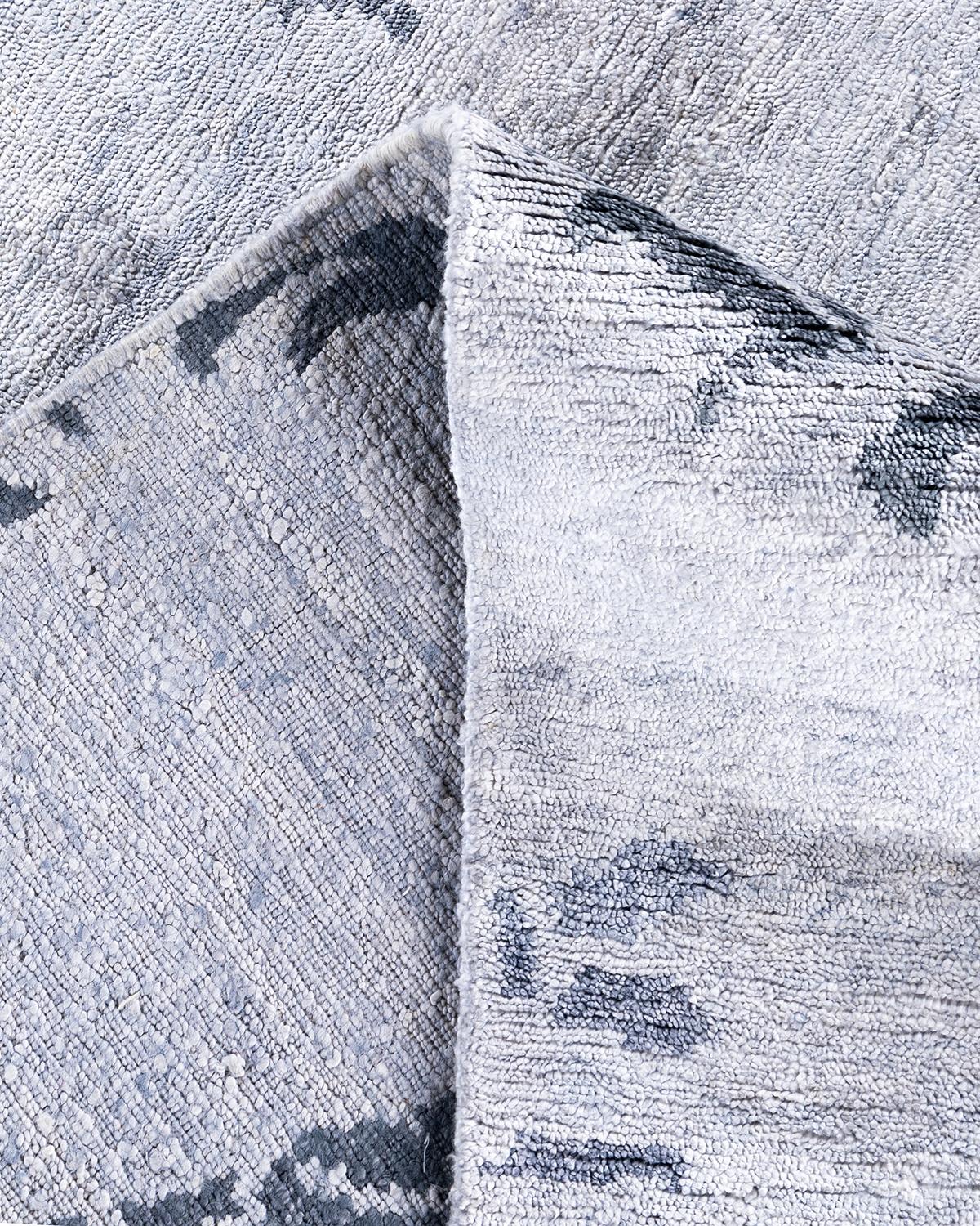 XXI secolo e contemporaneo Contemporary Modern Hand Knoted Abstract Silk Gray Area Rugs 9' 0