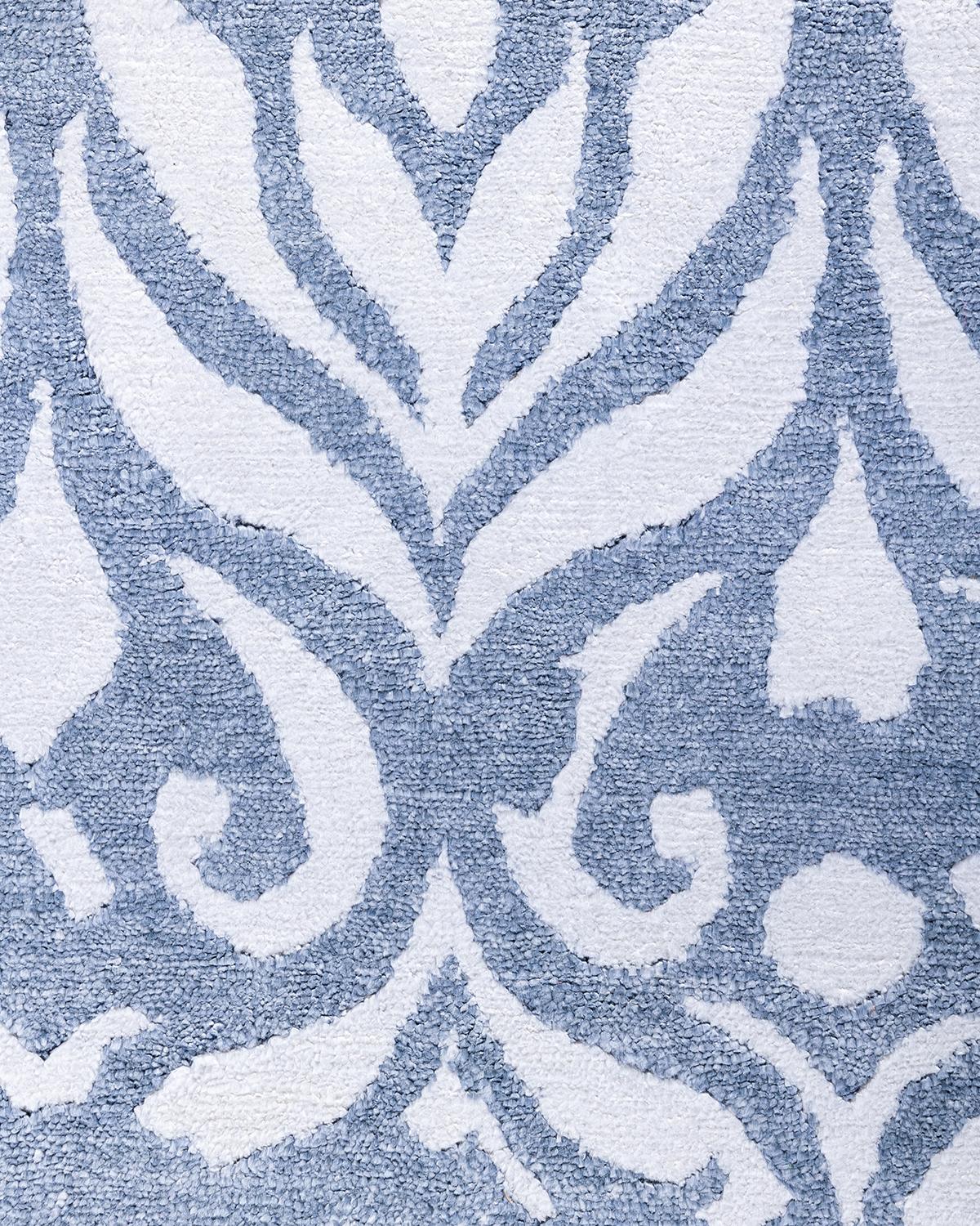 Indiano Contemporary Modern Hand Knoted Abstract Silk Gray Area Rugs 9' 0