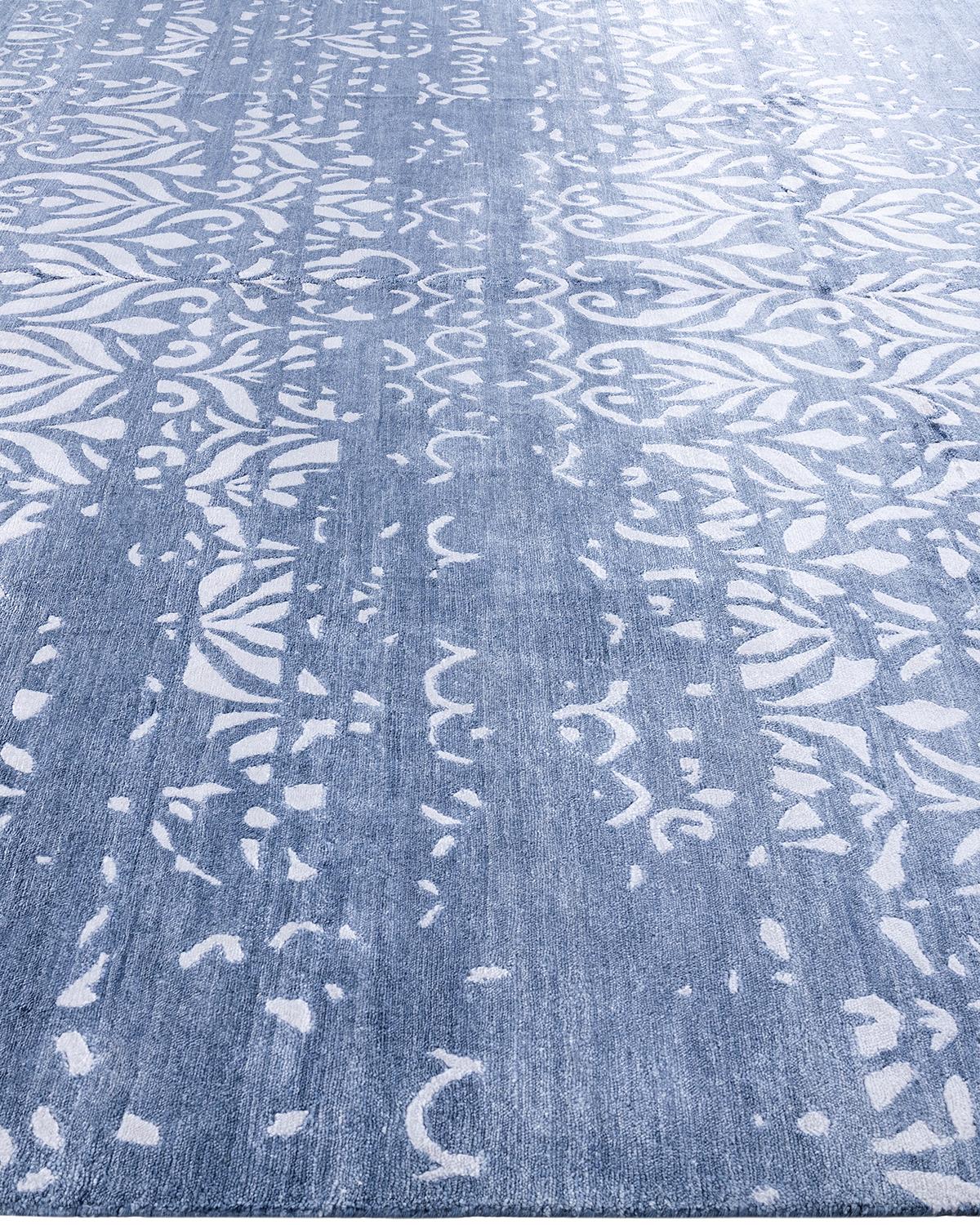 Annodato a mano Contemporary Modern Hand Knoted Abstract Silk Gray Area Rugs 9' 0