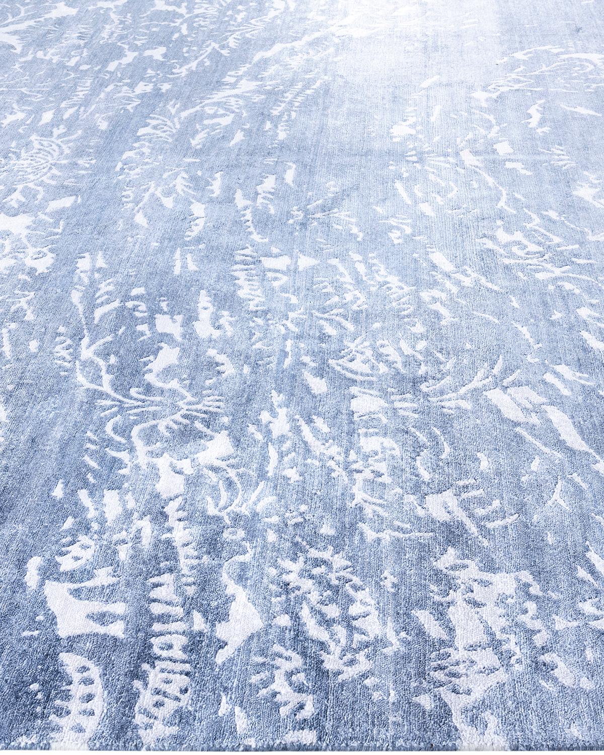 Alfombra de seda abstracta anudada a mano, moderna y contemporánea 9' 0