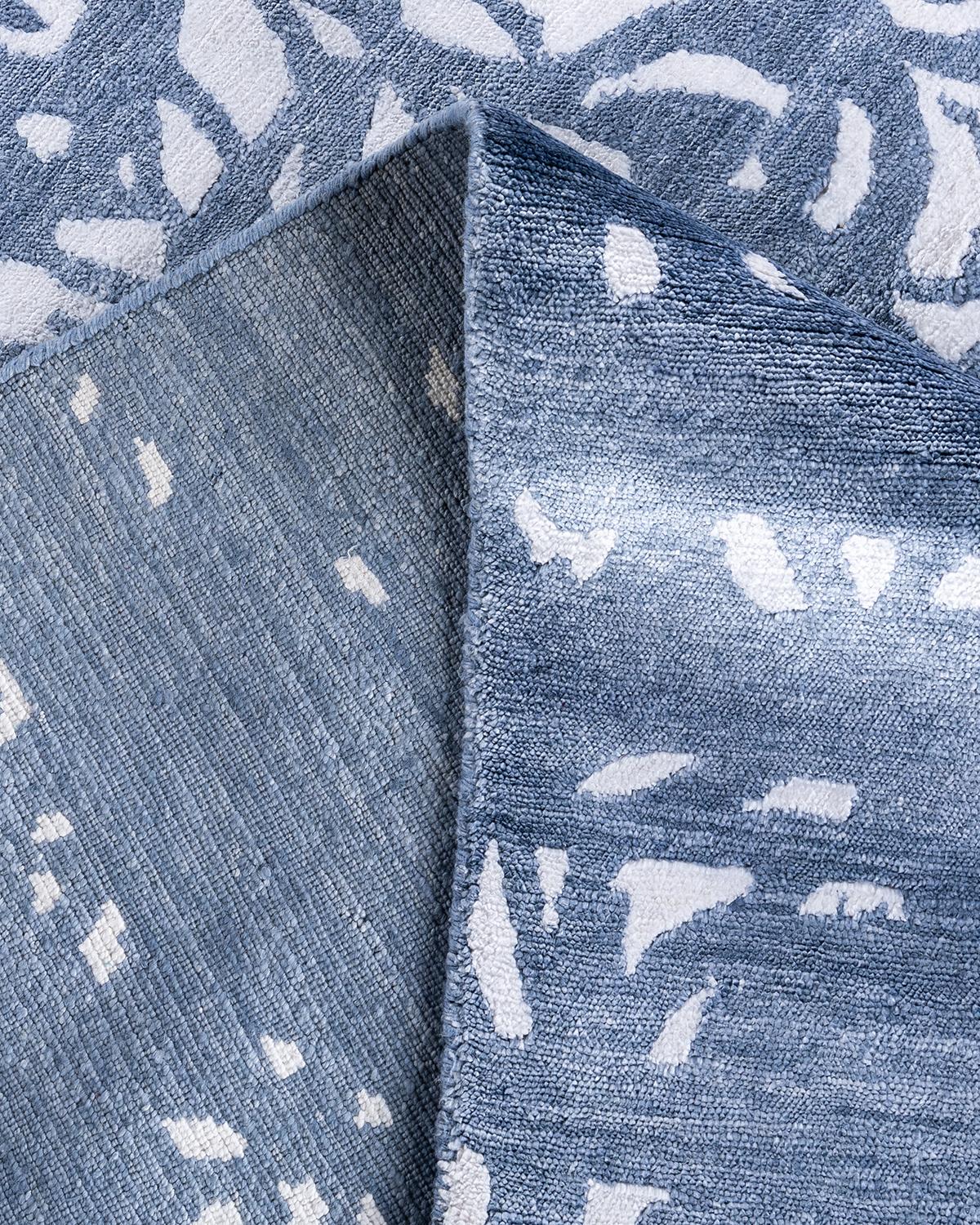 XXI secolo e contemporaneo Contemporary Modern Hand Knoted Abstract Silk Gray Area Rugs 9' 0