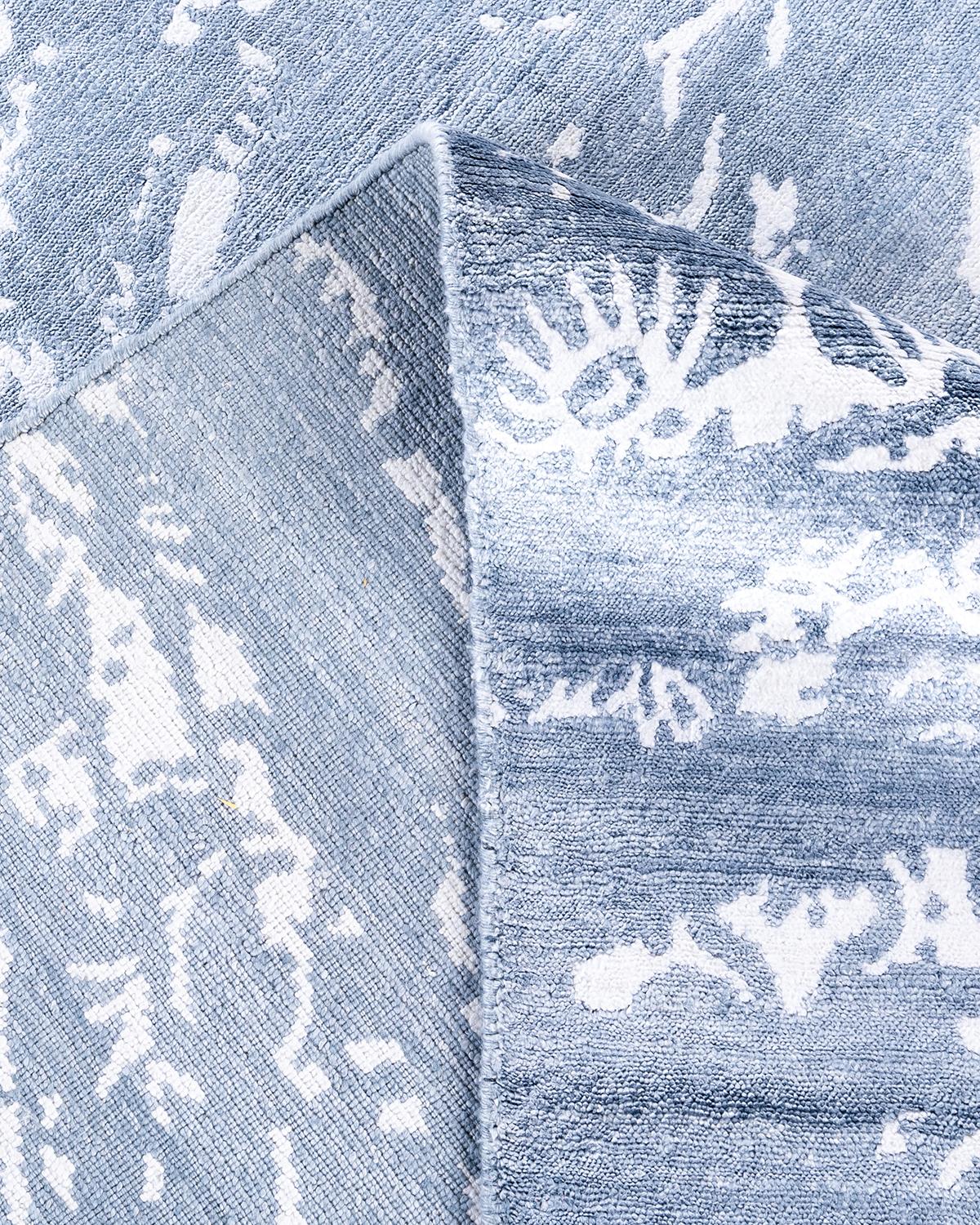 Alfombra de seda abstracta anudada a mano, moderna y contemporánea 9' 0