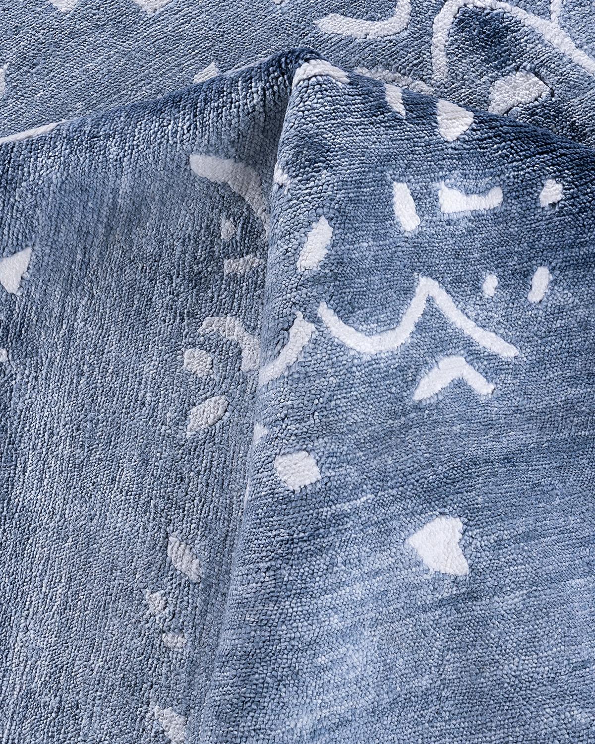 Seta Contemporary Modern Hand Knoted Abstract Silk Gray Area Rugs 9' 0