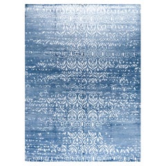 Contemporary Modern Hand Knotted Abstract Silk Gray Area Rug 9' 0" x 12' 1"