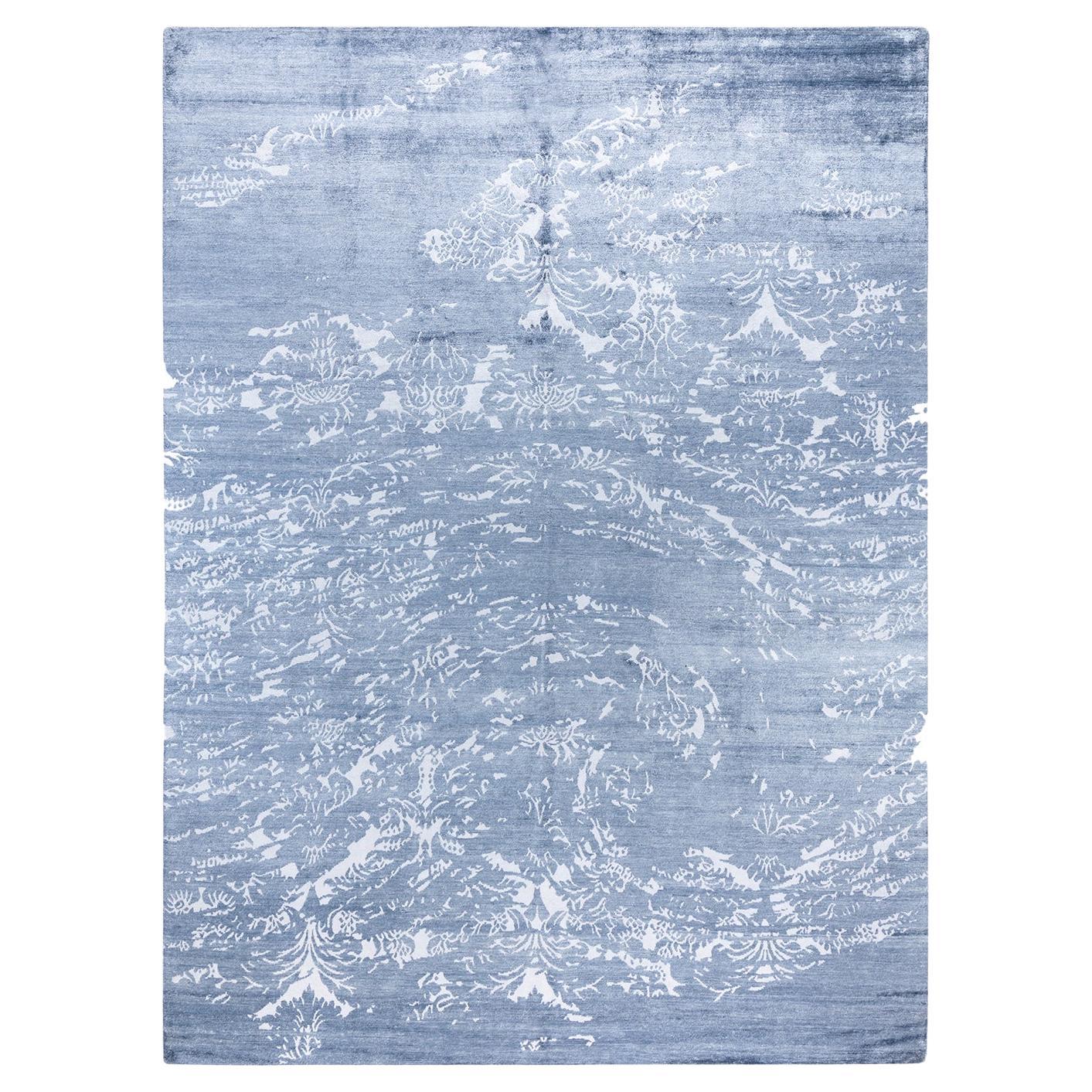 Contemporary Modern Hand Knoted Abstract Silk Gray Area Rugs 9' 0" x 12' 1"