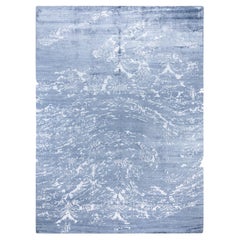 Contemporary Modern Hand Knoted Abstract Silk Gray Area Rugs 9' 0" x 12' 1"