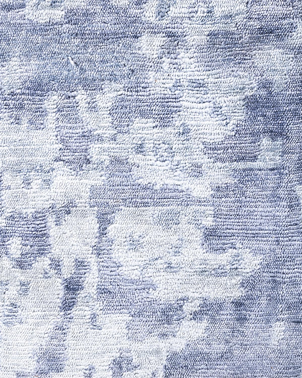 Indiano Contemporary Modern Hand Knoted Abstract Silk Gray Area Rugs 9' 0