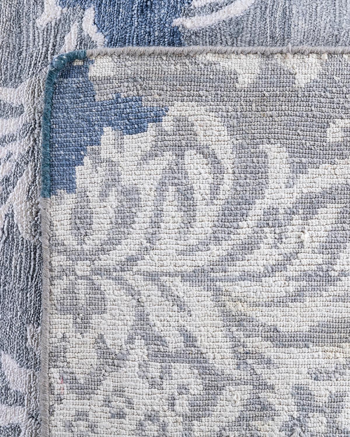 Contemporary Modern Hand Knotted Abstract Silk Gray Area Rug 9' 0