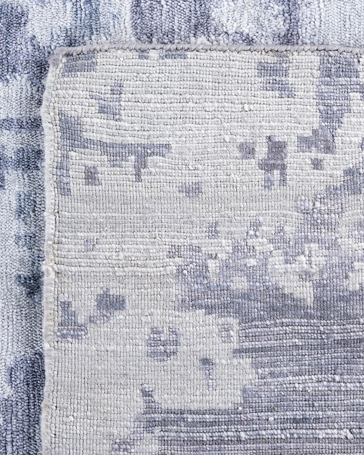 Contemporary Modern Hand Knoted Abstract Silk Gray Area Rugs 9' 0
