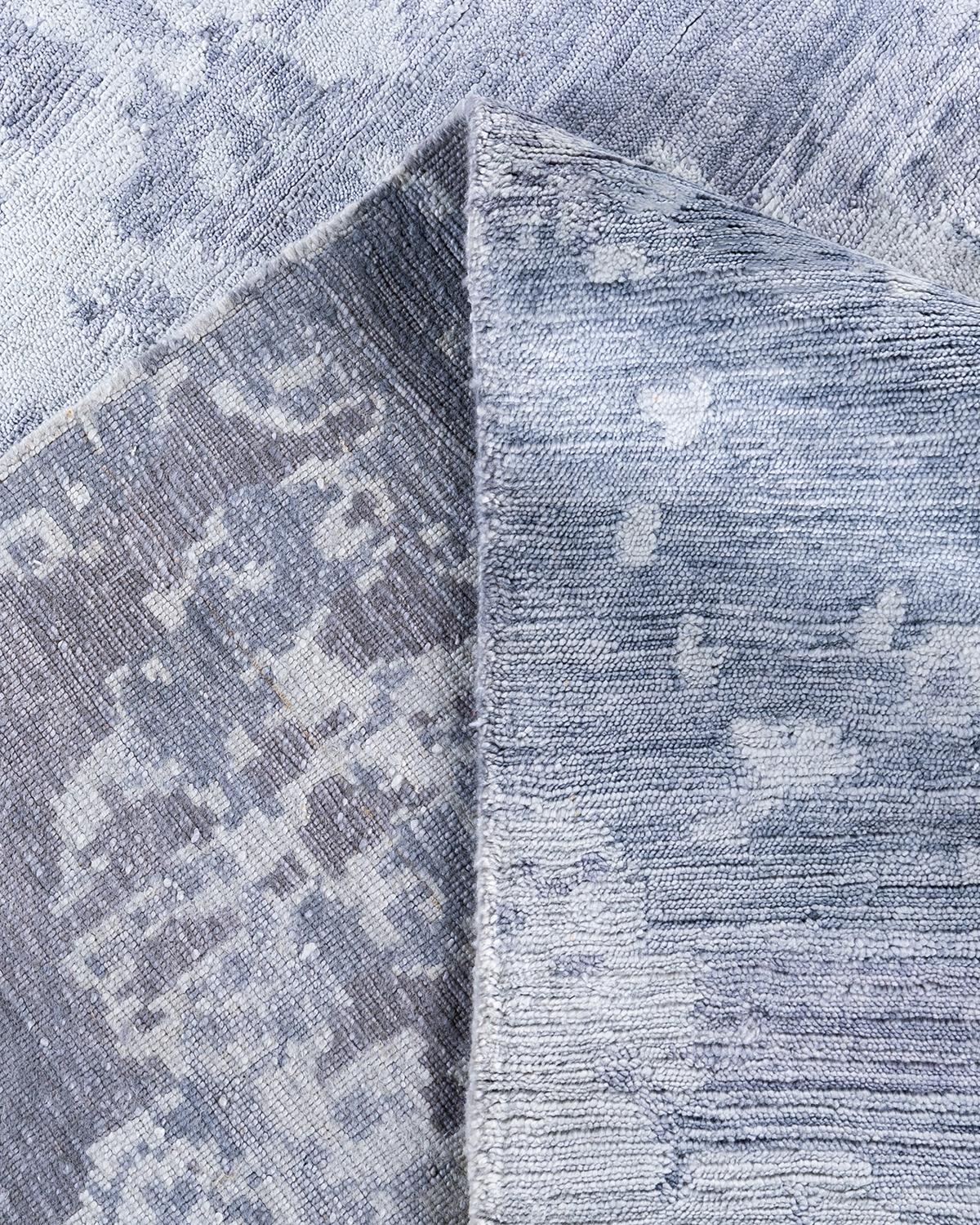 XXI secolo e contemporaneo Contemporary Modern Hand Knoted Abstract Silk Gray Area Rugs 9' 0